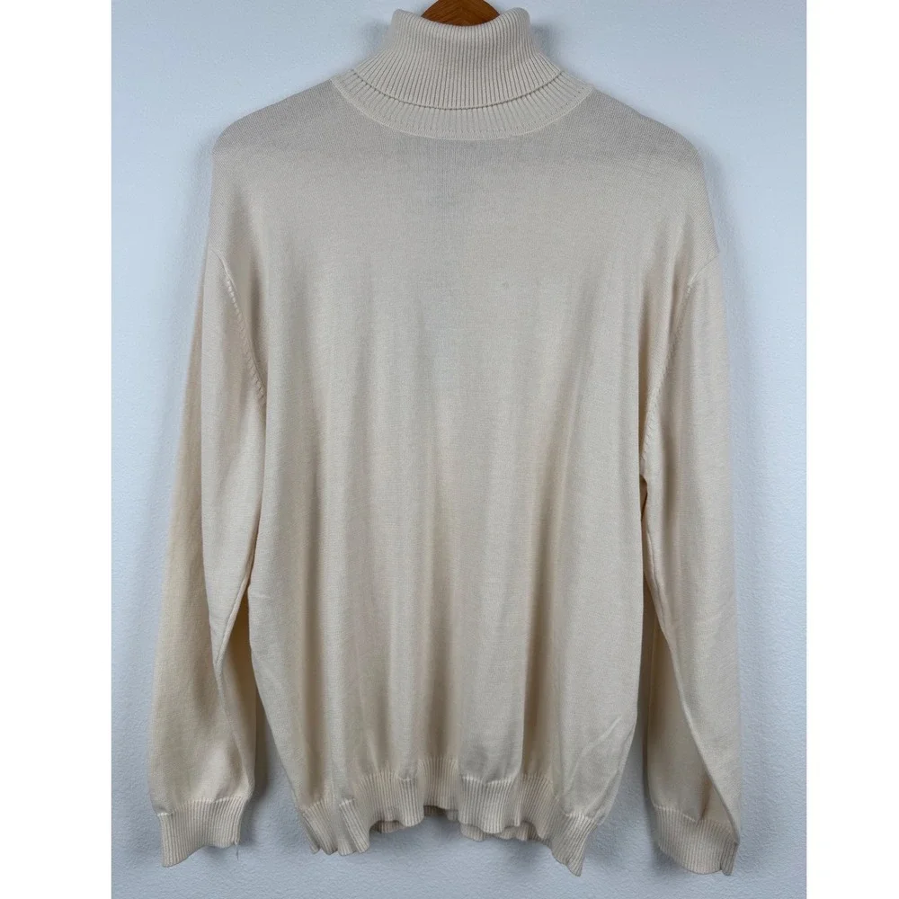 Lavane' Turtleneck Sweater Men's XL Cream NWT VTG Minimalist Office Chic